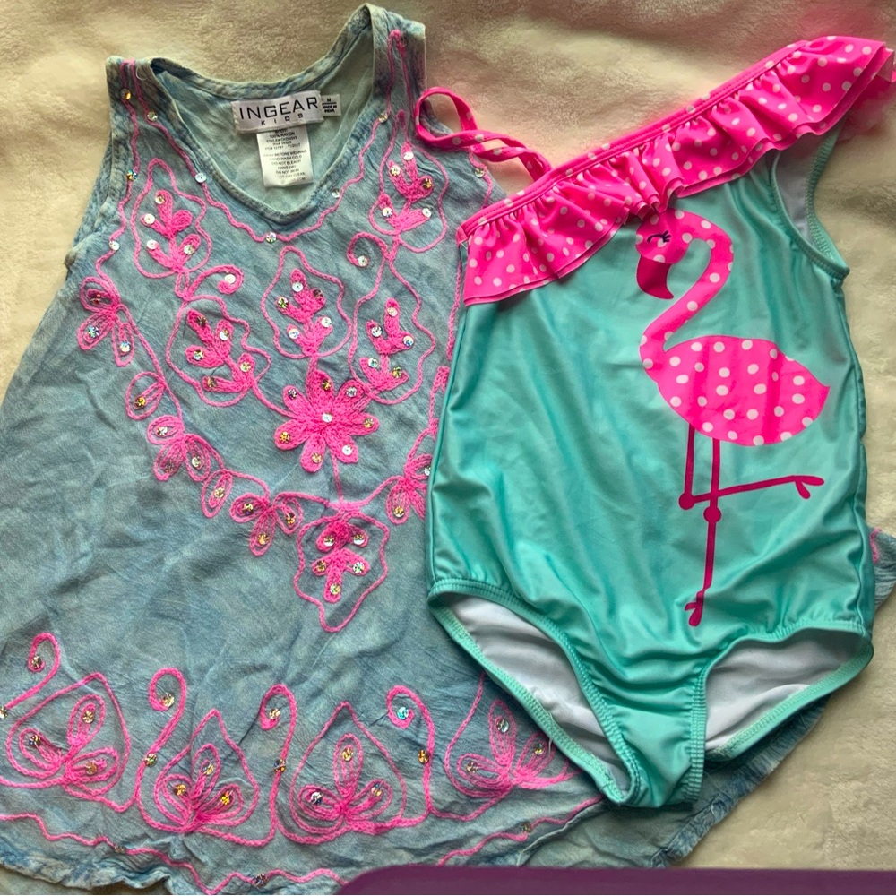 Girls bathing suit and swim coverup